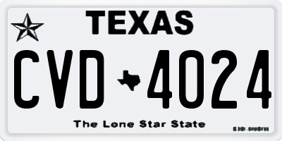TX license plate CVD4024