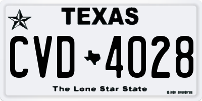 TX license plate CVD4028
