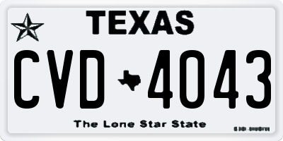 TX license plate CVD4043