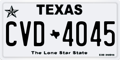 TX license plate CVD4045