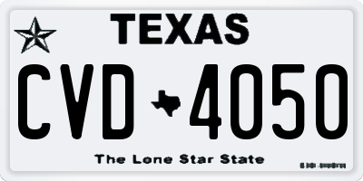 TX license plate CVD4050