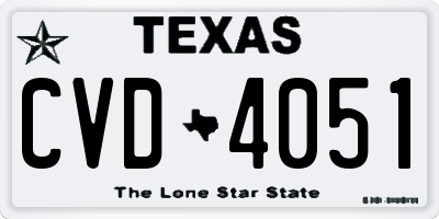 TX license plate CVD4051