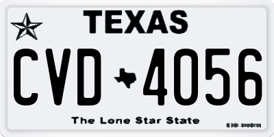 TX license plate CVD4056