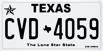 TX license plate CVD4059
