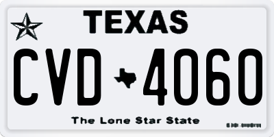 TX license plate CVD4060