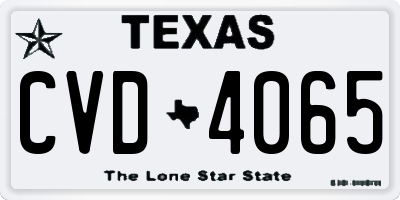 TX license plate CVD4065