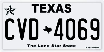 TX license plate CVD4069