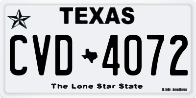 TX license plate CVD4072