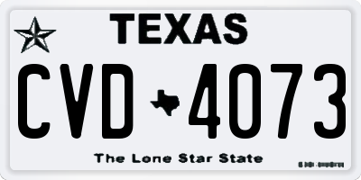 TX license plate CVD4073