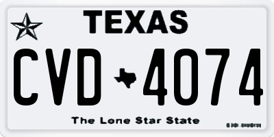 TX license plate CVD4074