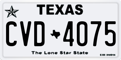 TX license plate CVD4075
