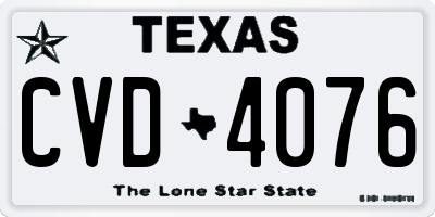 TX license plate CVD4076