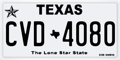 TX license plate CVD4080
