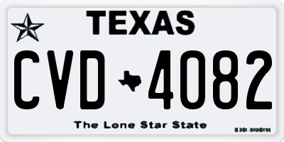 TX license plate CVD4082