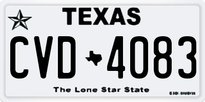 TX license plate CVD4083
