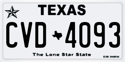 TX license plate CVD4093