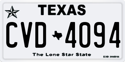 TX license plate CVD4094