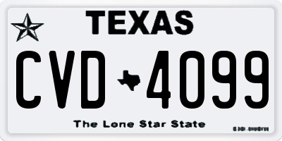 TX license plate CVD4099