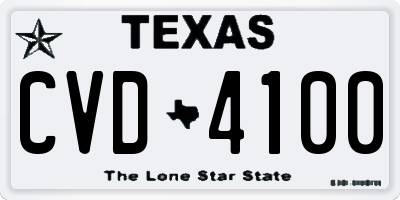 TX license plate CVD4100