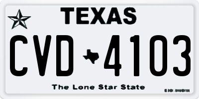 TX license plate CVD4103