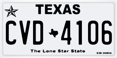 TX license plate CVD4106
