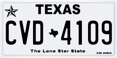 TX license plate CVD4109