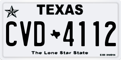 TX license plate CVD4112