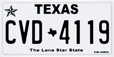 TX license plate CVD4119