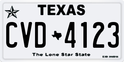 TX license plate CVD4123