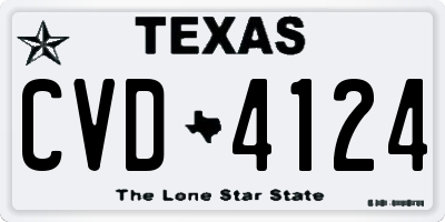 TX license plate CVD4124