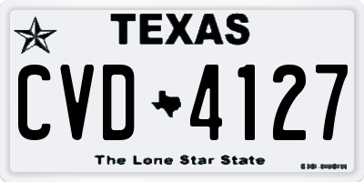 TX license plate CVD4127