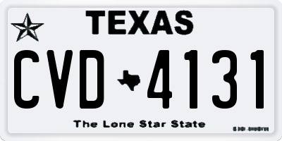 TX license plate CVD4131