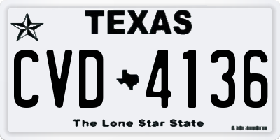 TX license plate CVD4136