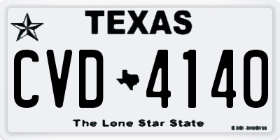 TX license plate CVD4140