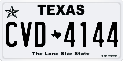 TX license plate CVD4144