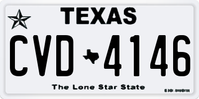 TX license plate CVD4146