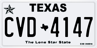TX license plate CVD4147