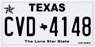 TX license plate CVD4148
