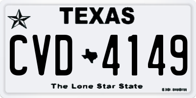TX license plate CVD4149