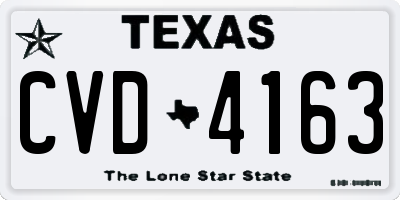 TX license plate CVD4163