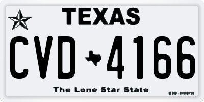 TX license plate CVD4166