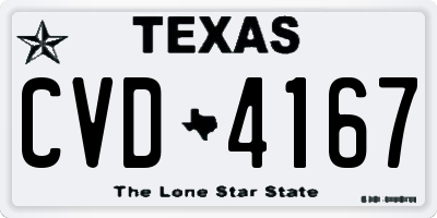 TX license plate CVD4167