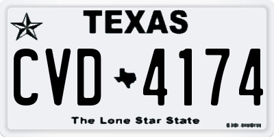 TX license plate CVD4174