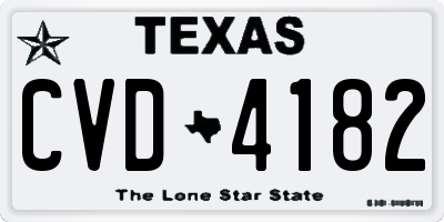 TX license plate CVD4182
