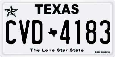 TX license plate CVD4183