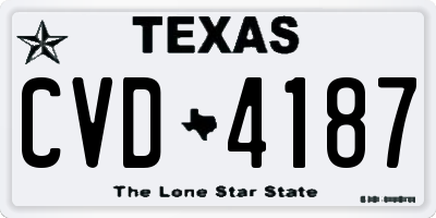 TX license plate CVD4187