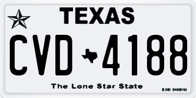 TX license plate CVD4188