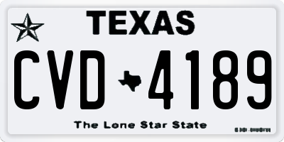 TX license plate CVD4189