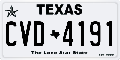 TX license plate CVD4191