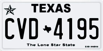 TX license plate CVD4195